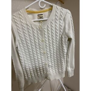 G.H. Bass Cream Cable Knit‎ Cardigan L 100% Cotton Vintage 90s Button Front